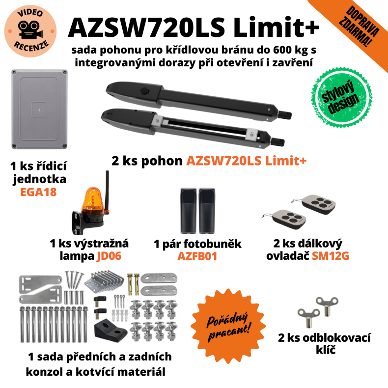 AZSW720LS Limit+ - sada pohonu pro křídlovou bránu  (2)